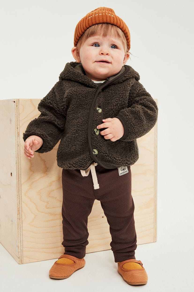 Baby cardigan with hood, made of plush 4/6Month / 12/18 Month Available
