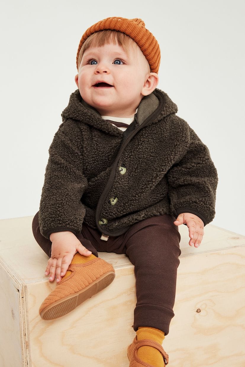 Baby cardigan with hood, made of plush 4/6Month / 12/18 Month Available