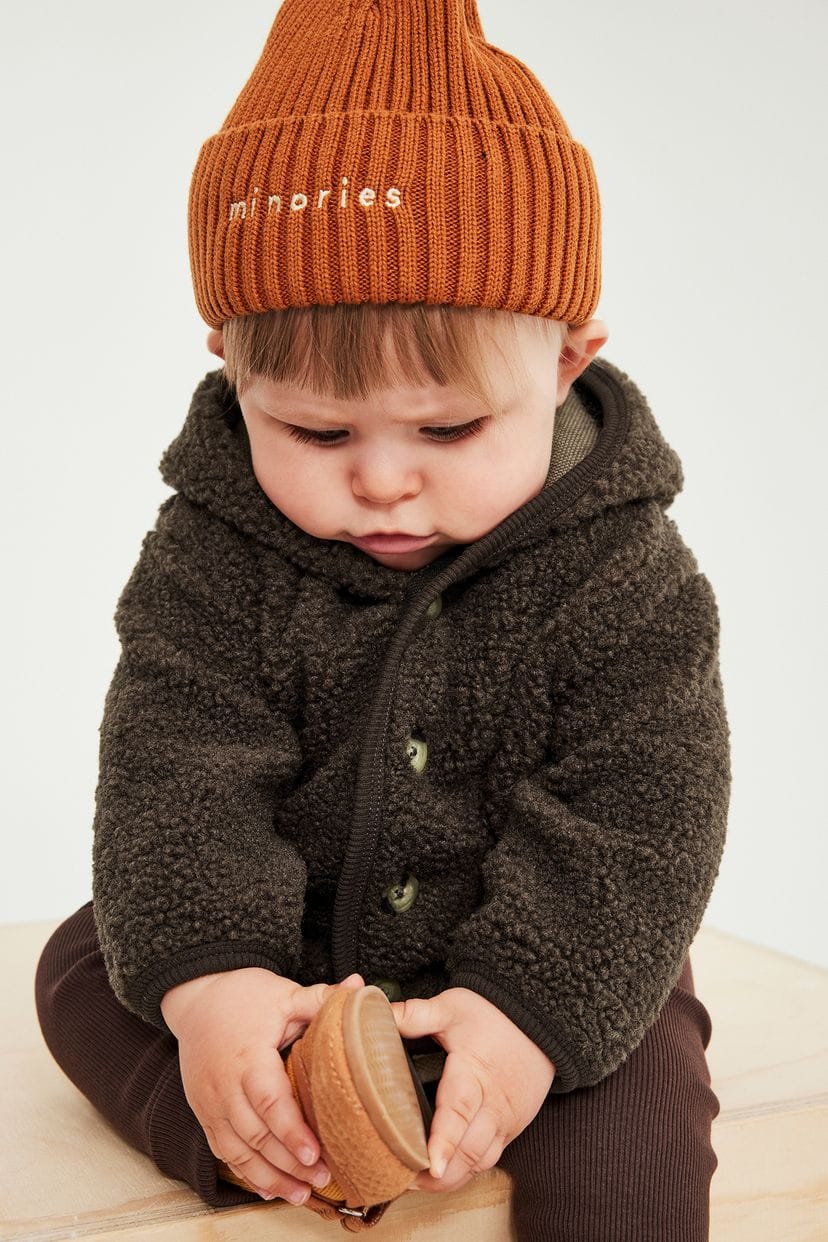 Baby cardigan with hood, made of plush 4/6Month / 12/18 Month Available