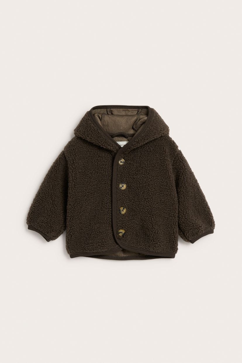 Baby cardigan with hood, made of plush 4/6Month / 12/18 Month Available