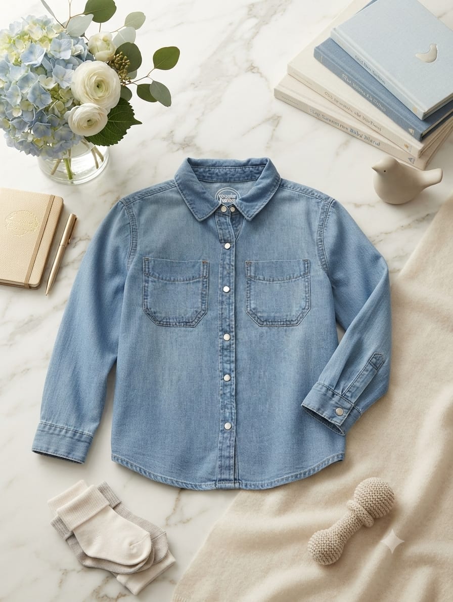 Premium 100% Cotton Casual Denim Shirt for Boys (Age 8 / Size M)Available In Stock