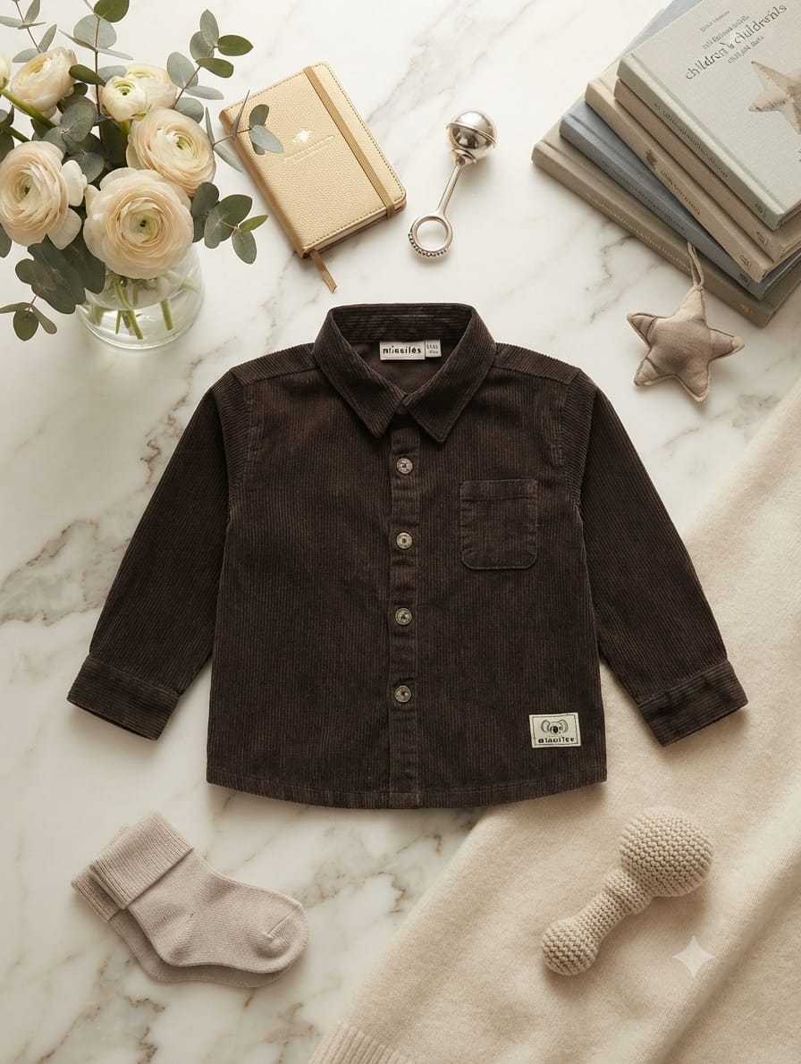 Baby Boys Brown Corduroy Shirt(1-6 Years)Available In Stock