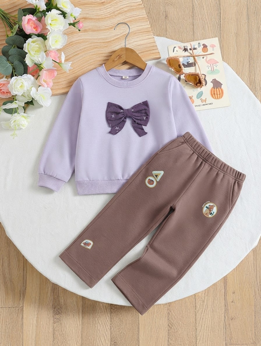 Kids Embroidered Bow 2-Piece Set (9 Months-2Years)Available in stock