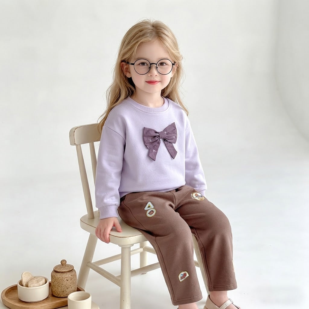Kids Embroidered Bow 2-Piece Set (9 Months-2Years)Available in stock