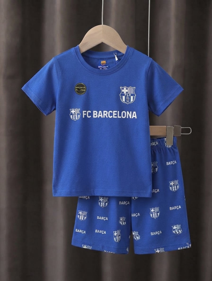 China Imported  FC Barcelona Printedb 2-piece Summer Set  (7/8/13/14Years)Available in stock