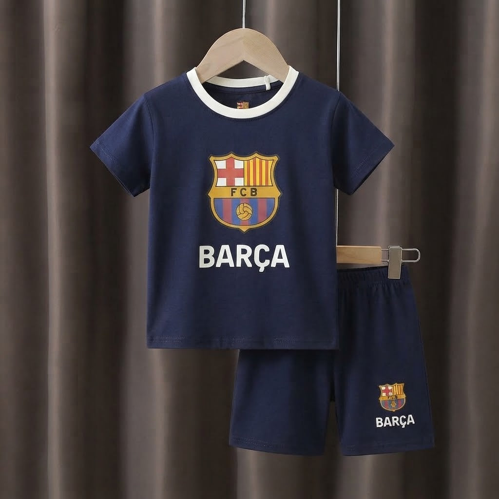 China Imported  FC Barcelona Printedb 2-piece Summer Set  (7/8Years)Available in stock