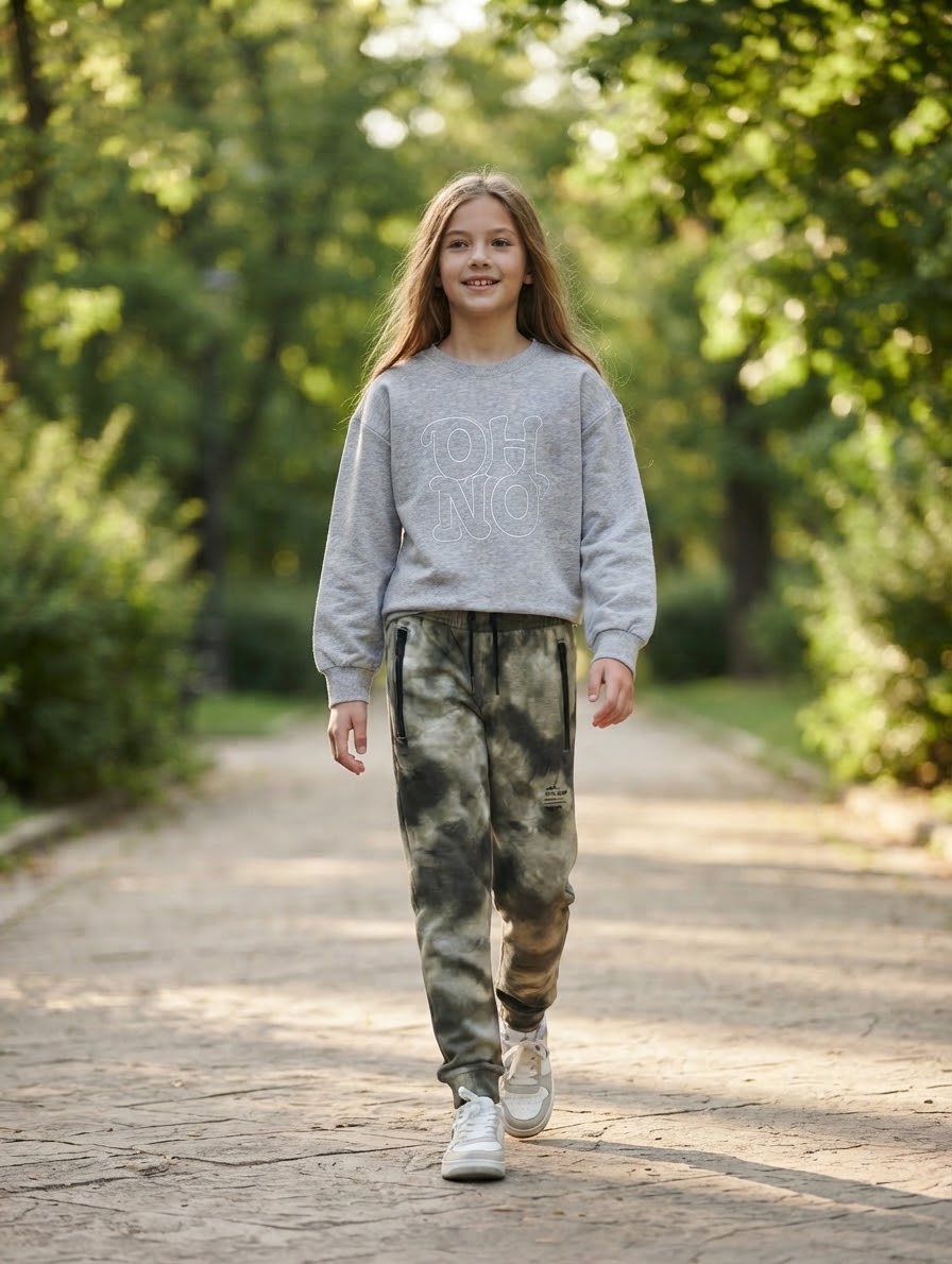 LCW Kids Crew Neck Ribbon Printed Girls' Sweatshirt & Trouser 8/10 years