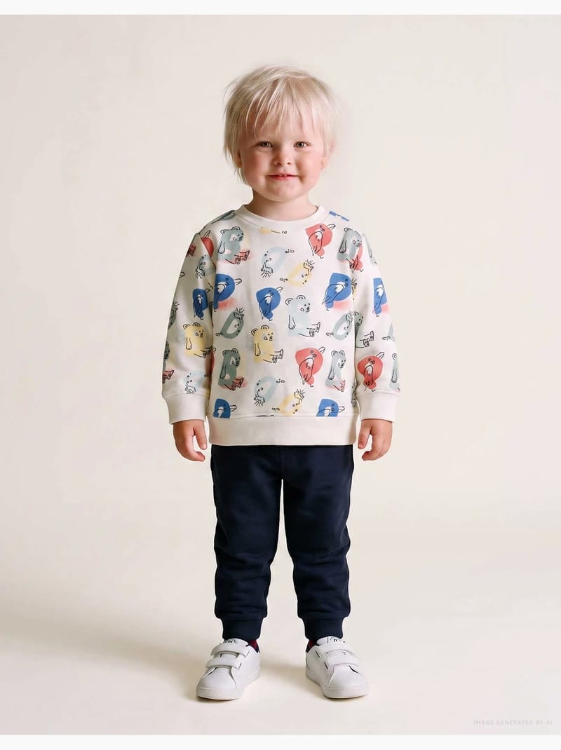 Letter Print Jogging Set - White (2/2.5 Years)Available in stock