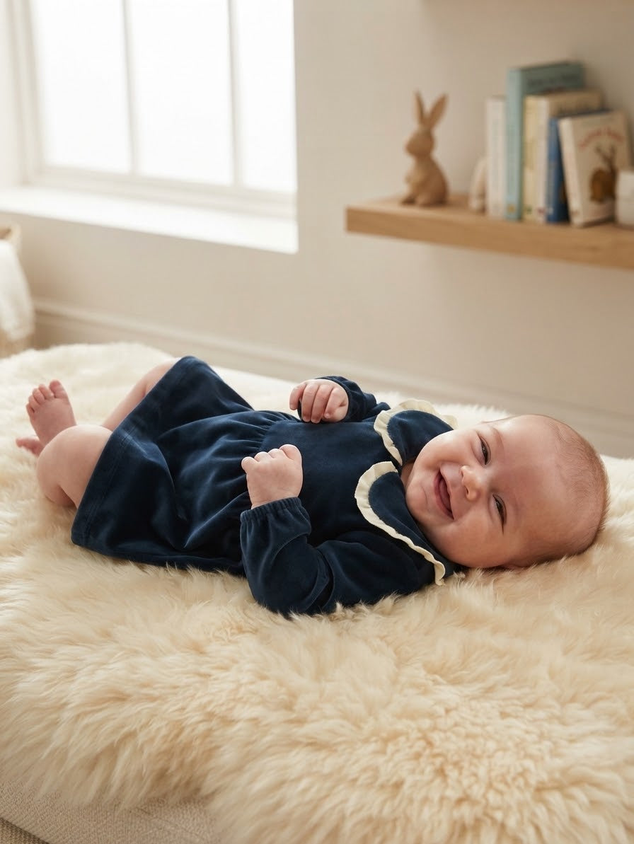 New Born Baby Minories WITH COLLAR - Day dress - dark blue 0-12 Month Available