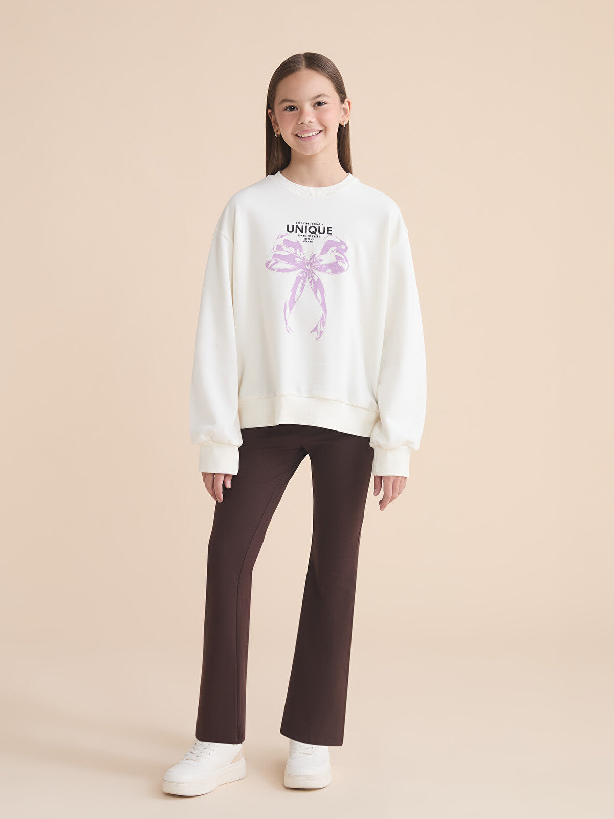 LCW Kids Crew Neck Ribbon Printed Girls' Sweatshirt 9/10 years