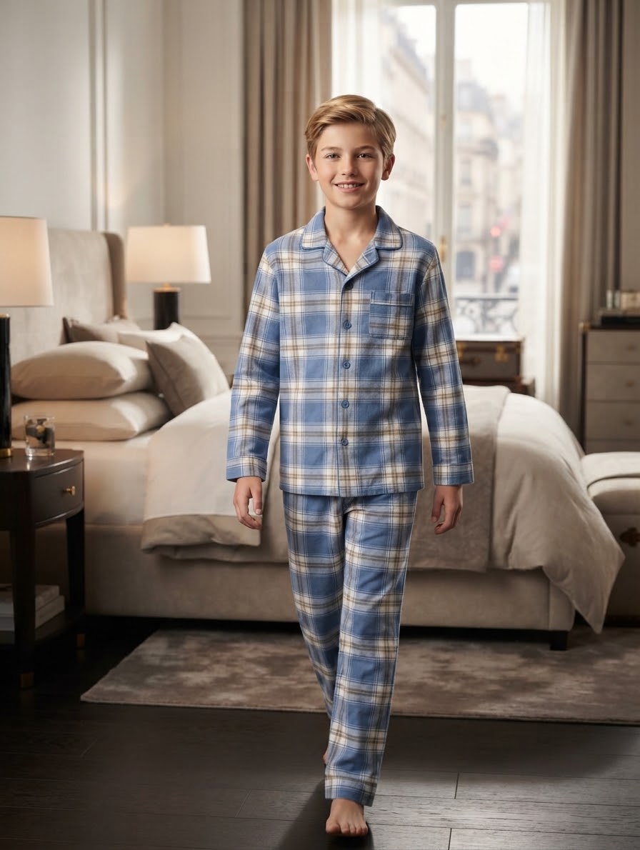 2pcs Vintage Plaid Woven Cardigan & Pants Set, Casual & Comfortable Loungewear (10/12Years)Available