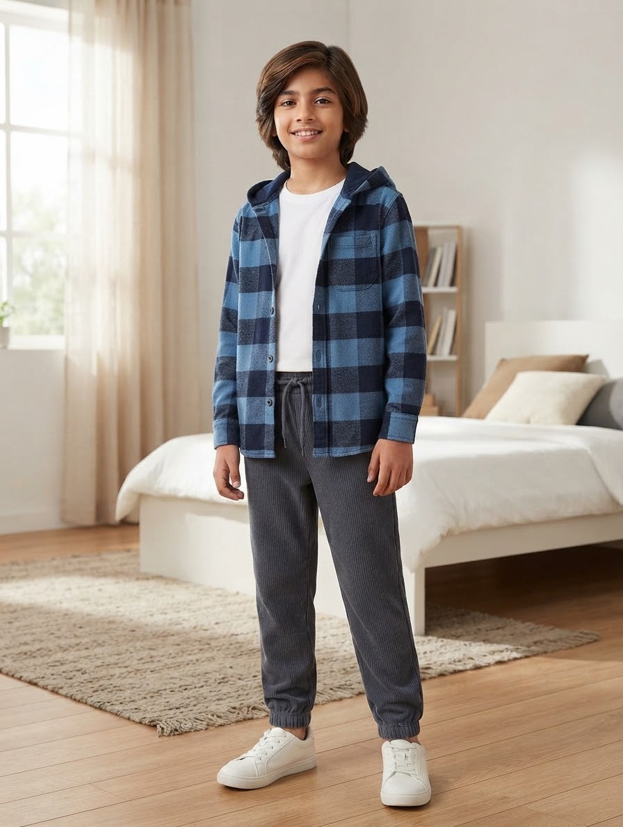 2pcs Vintage Plaid Woven Shirt & Pants Set, Casual & Comfortable Loungewear (8-10Years)Available (Copy)
