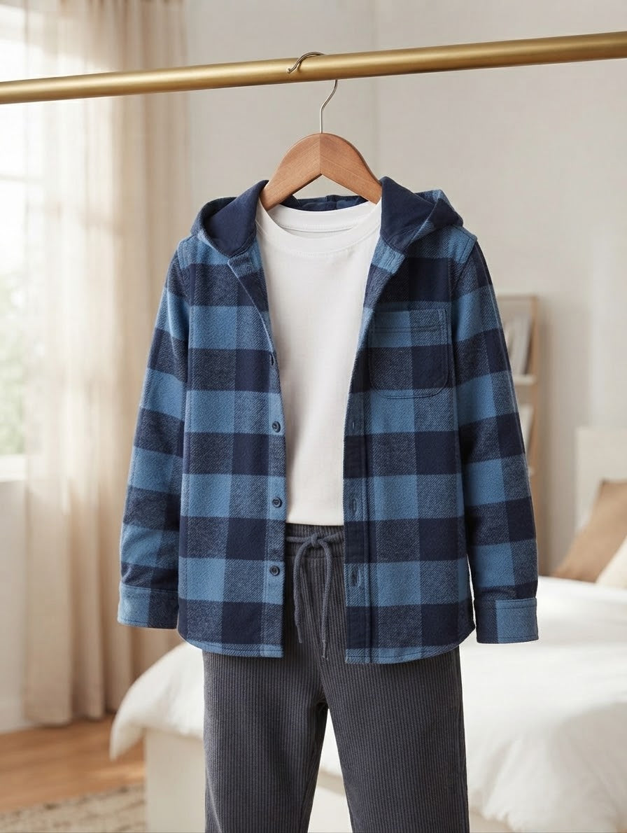 2pcs Vintage Plaid Woven Shirt & Pants Set, Casual & Comfortable Loungewear (8-10Years)Available (Copy)