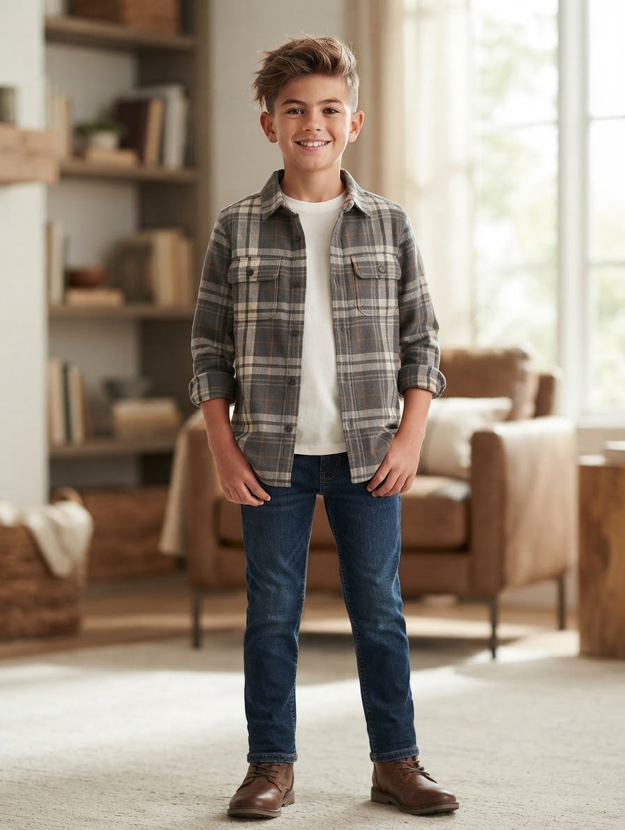 Checked Shirt Casual & Comfortable (7-14Years)Available