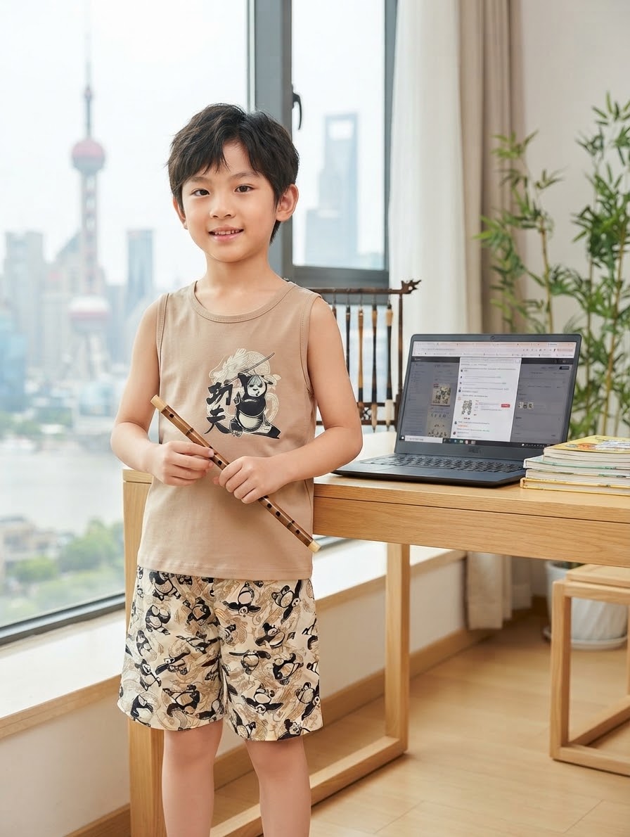 China Imported Panda Printed 2-piece Summer Set  (7/8 Years)Available in stock