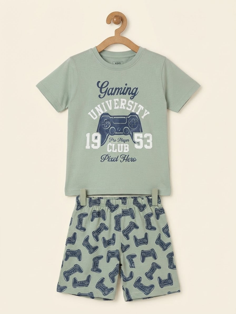 China Imported  Printed 2-piece Summer Set T-shirt & Half pant  (7/8 Years)Available in stock