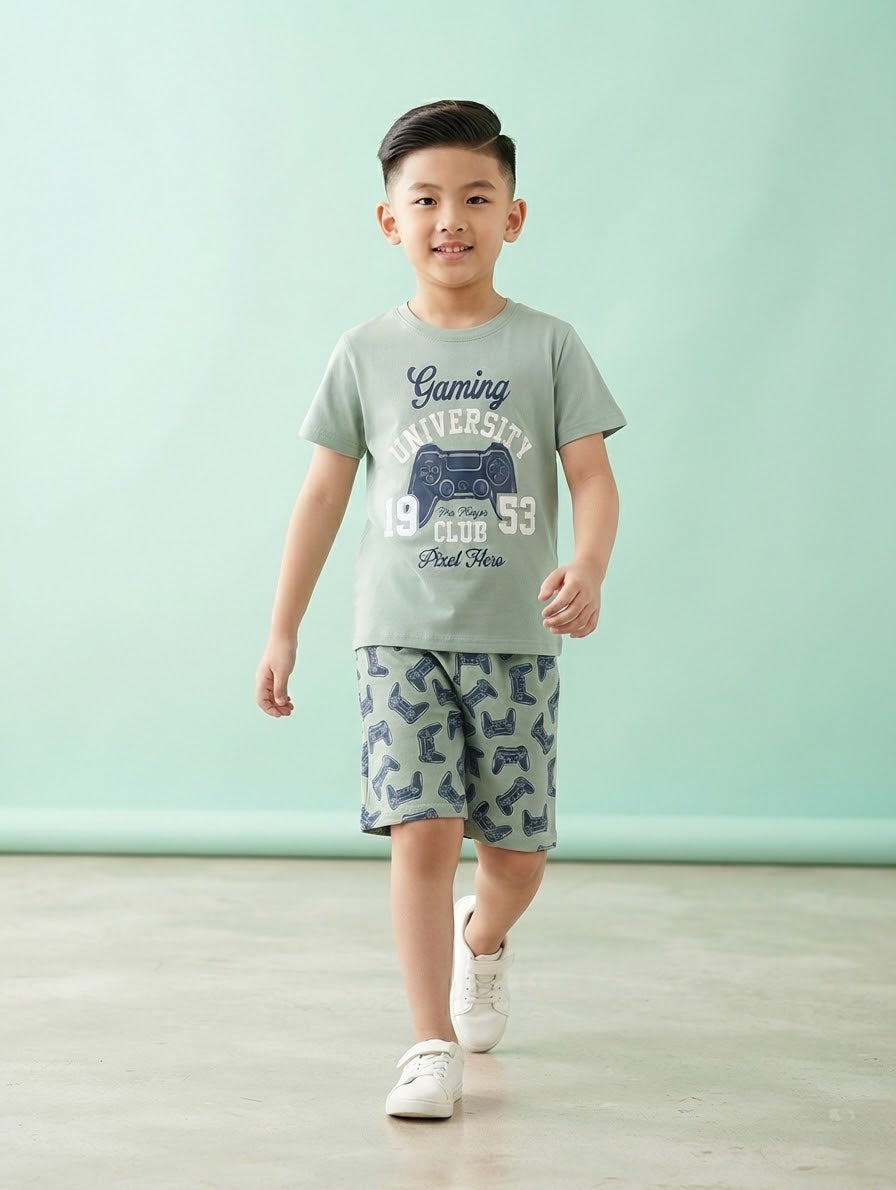 China Imported  Printed 2-piece Summer Set T-shirt & Half pant  (7/8 Years)Available in stock