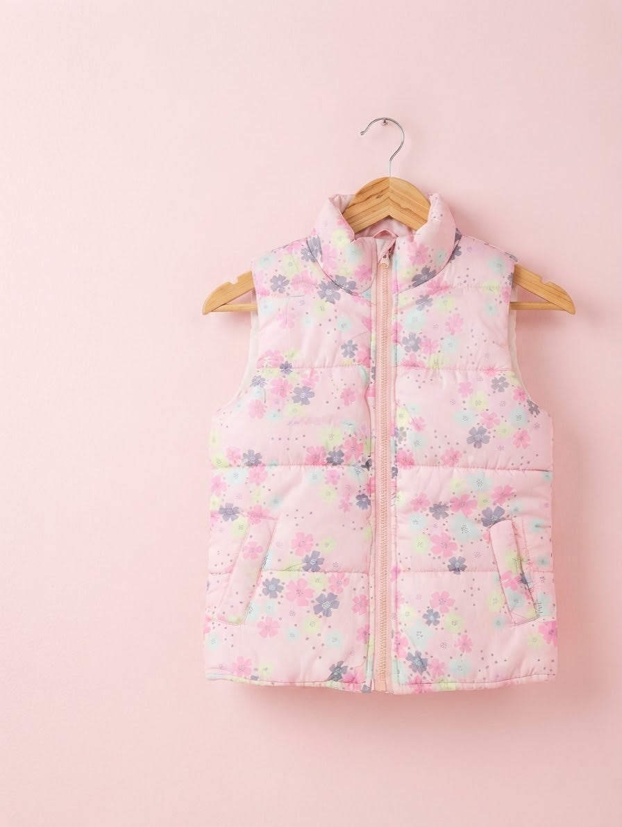 Girls' quilted vest with waterproof pattern 6/7Years Available in stock