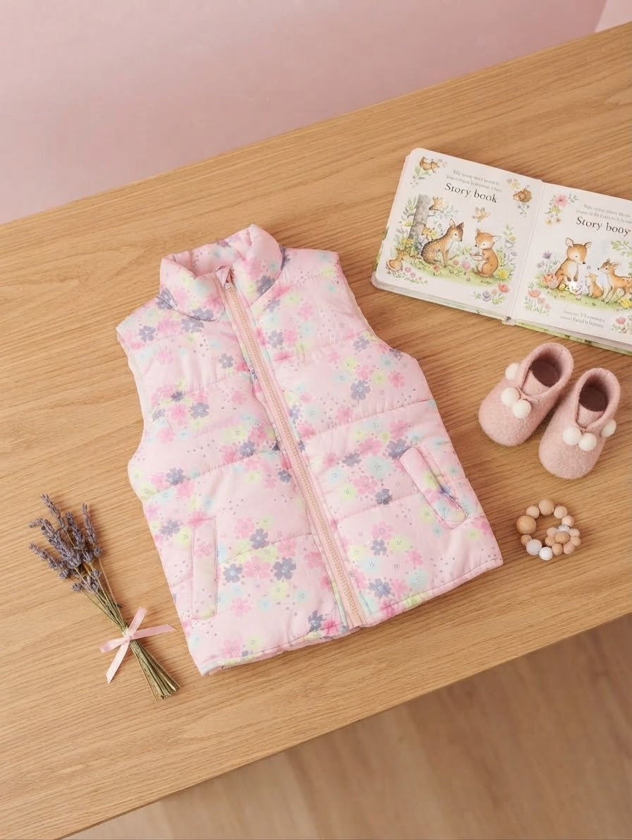 Girls' quilted vest with waterproof pattern 6/7Years Available in stock