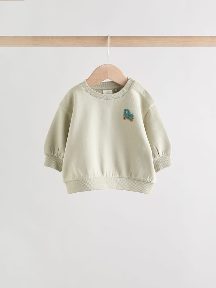 Next Sage Green Tractor Baby Sweatshirt  - (1.5-2.5years) Available in stock