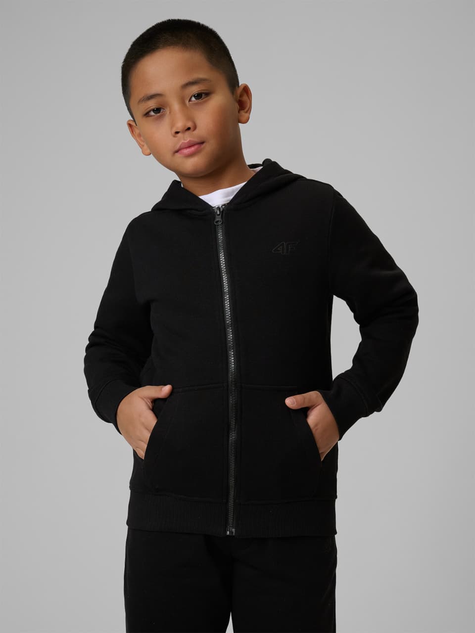 Regular boys' tracksuit hoodie - black-(10-12 years) Available in stock