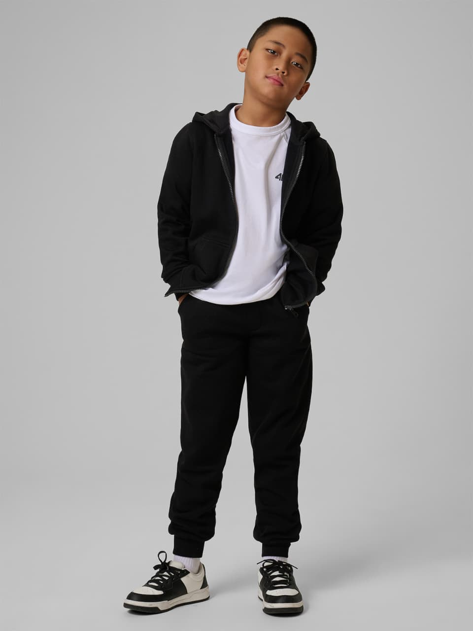 Regular boys' tracksuit hoodie - black-(10-12 years) Available in stock