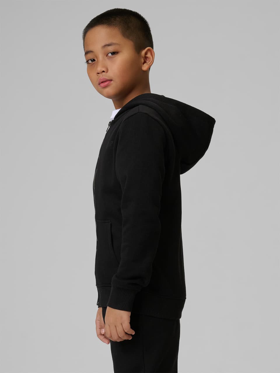 Regular boys' tracksuit hoodie - black-(10-12 years) Available in stock