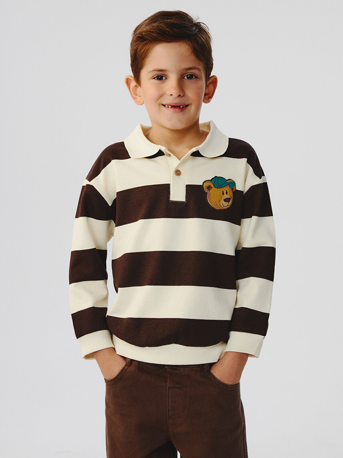 LCW Kids Polo Neck Striped Boys' Sweatshirt-(5/6 years) Available in stock
