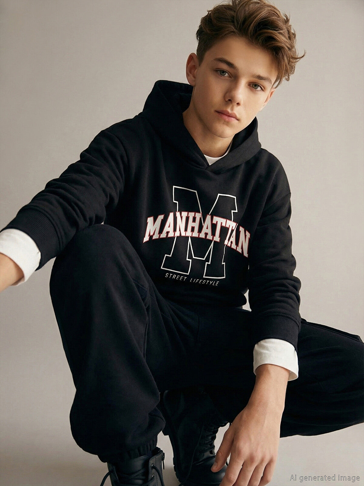LCW Kids Hooded Printed Boys' Sweatshirt(12-15years) Available in stock