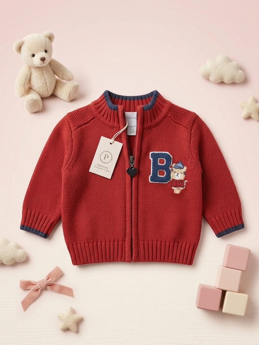 New Born Baby Red Color Zipper Sweter 0 Size Available In Stock