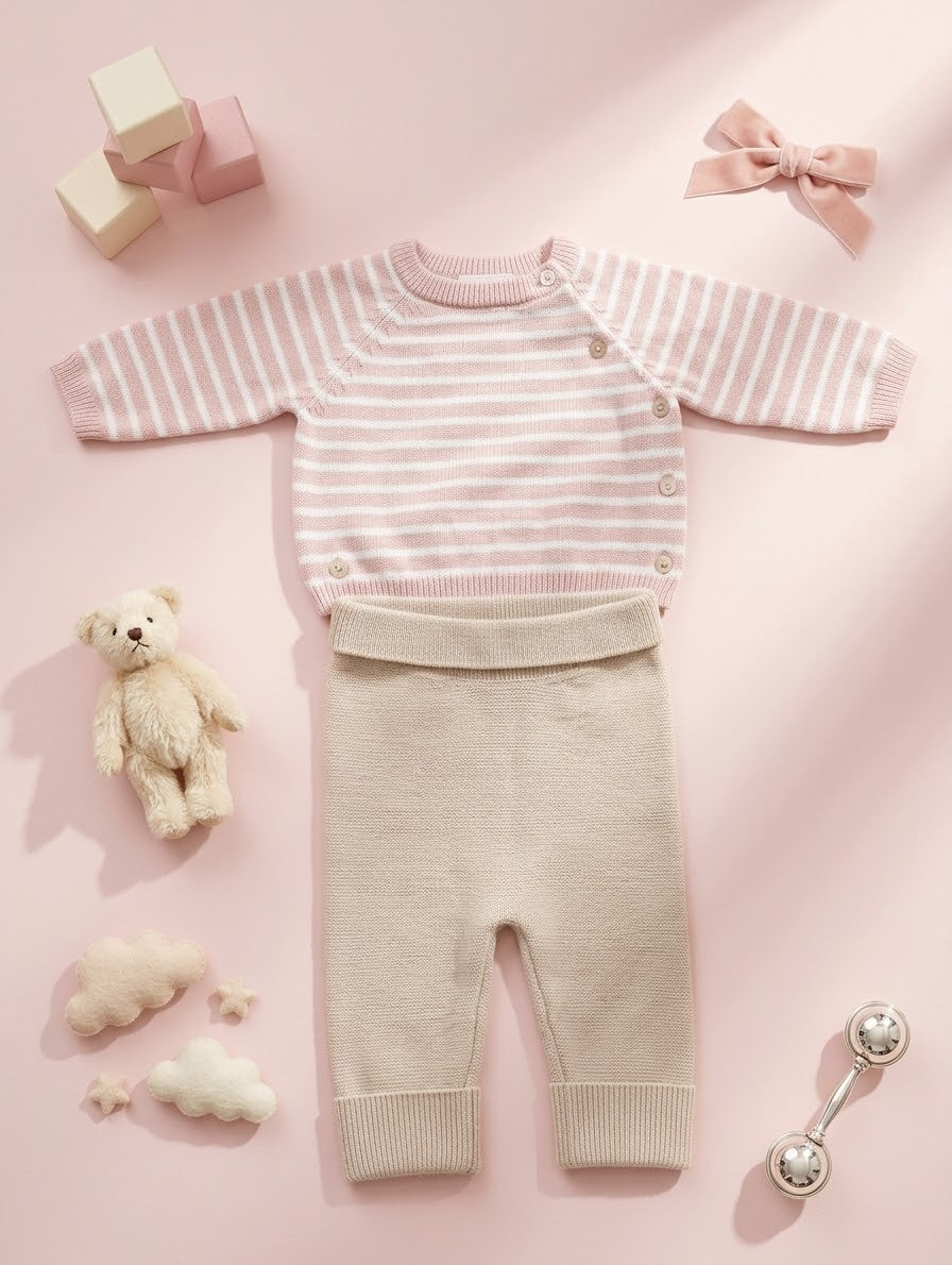 New Born Baby Pink Color Sweter Set  0 Size Available In Stock