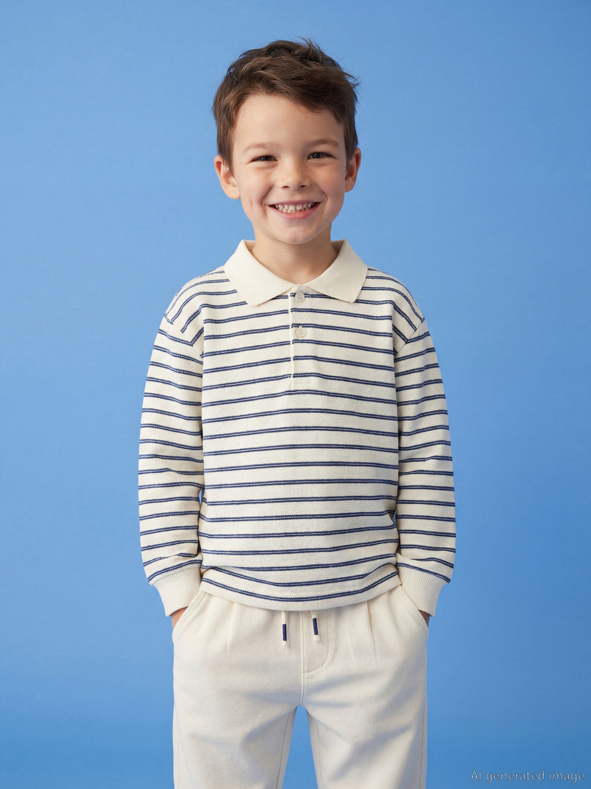 5-6 Years LCW Kids Polo Neck Striped Boys' Sweatshirt- Available in stock