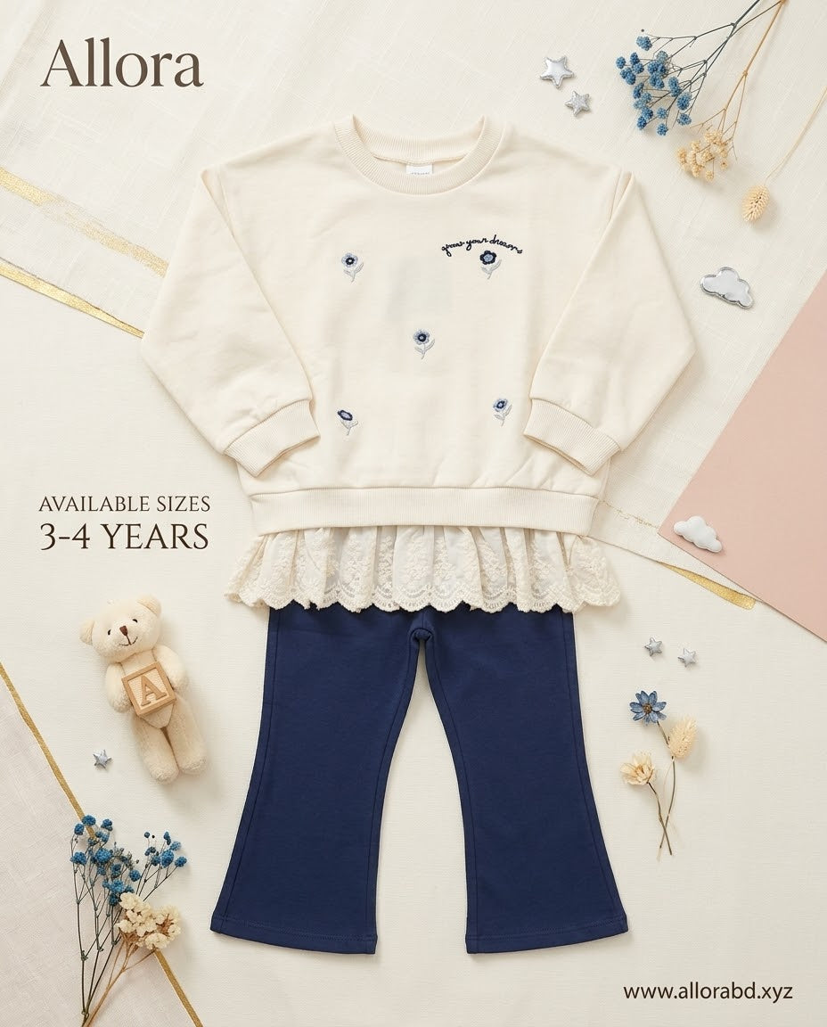 2-5 Years LCW Girls Printed Sweatshirt & Trouser Set Available in stock