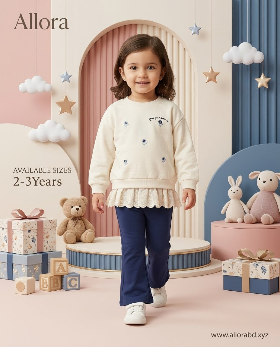 2-5 Years LCW Girls Printed Sweatshirt & Trouser Set Available in stock