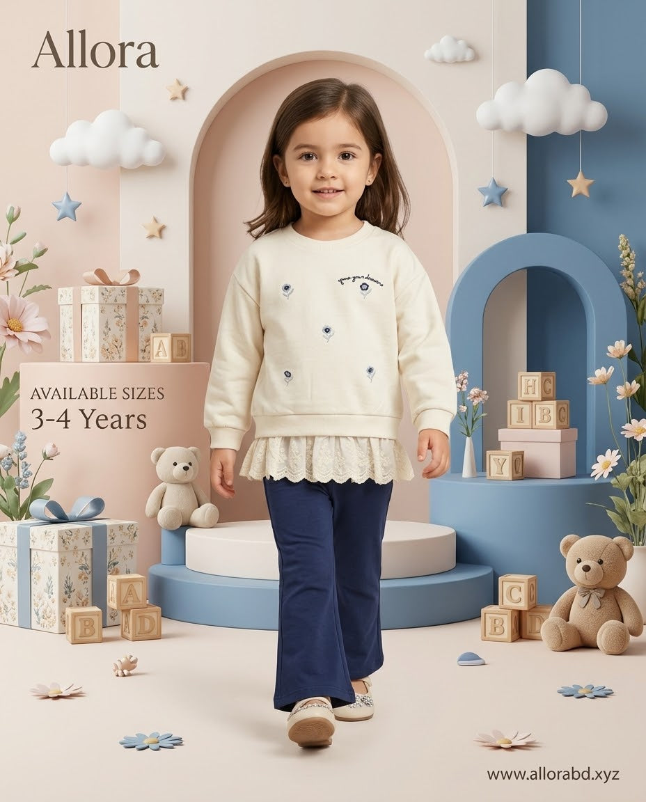 2-5 Years LCW Girls Printed Sweatshirt & Trouser Set Available in stock