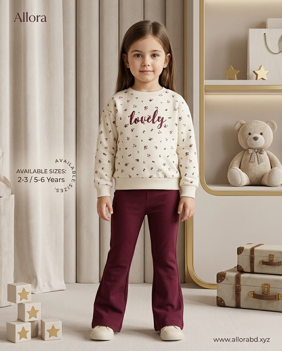2-6 Years LCW Girls Printed Sweatshirt & Trouser Set Available in stock