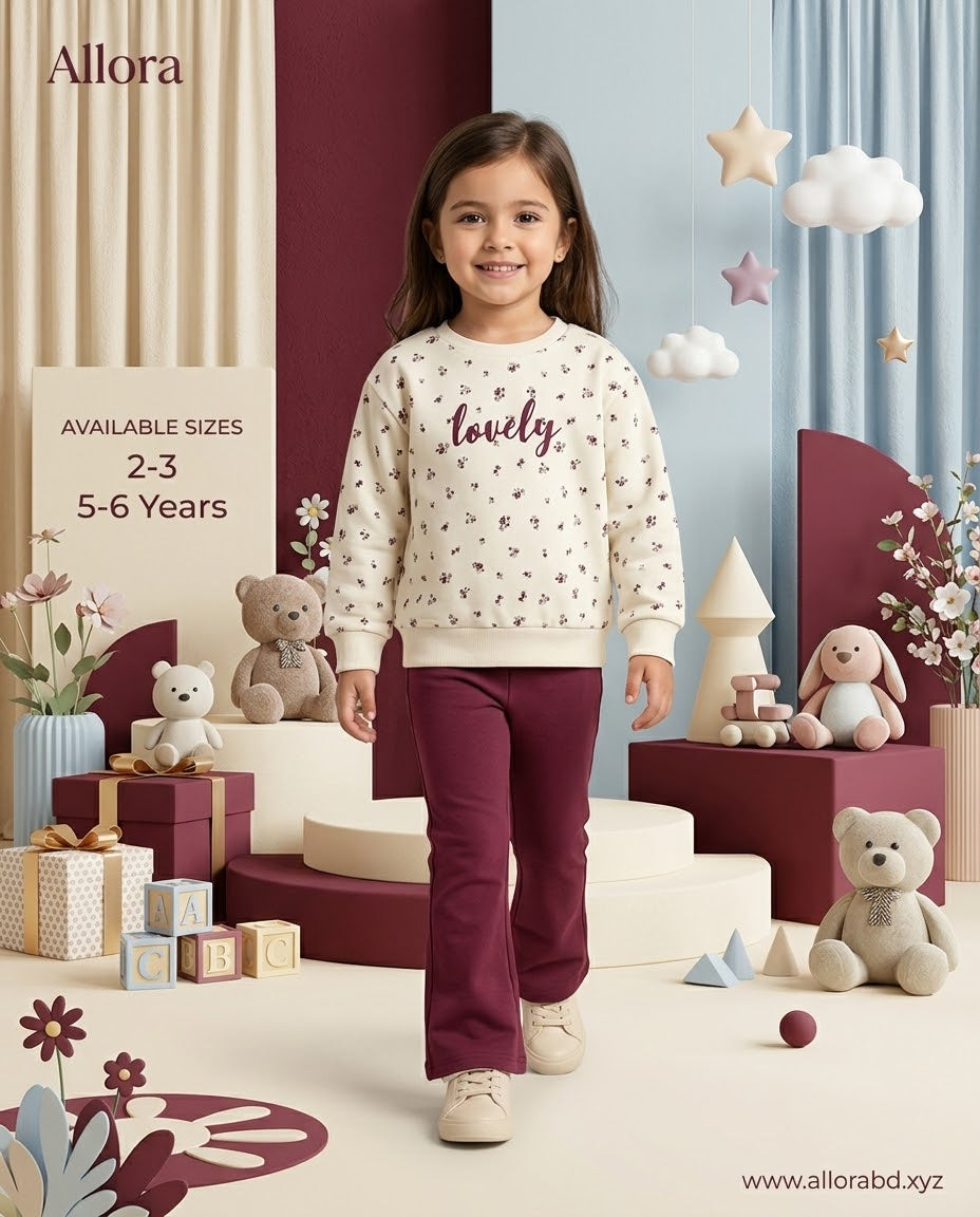 2-6 Years LCW Girls Printed Sweatshirt & Trouser Set Available in stock