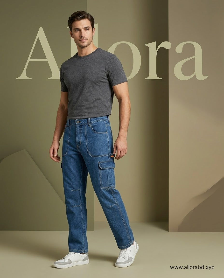 STRETCH COTTON DENIM WORK BOOTCUT JEANS — TOURAN ( AVAILABLE IN STOCK)
