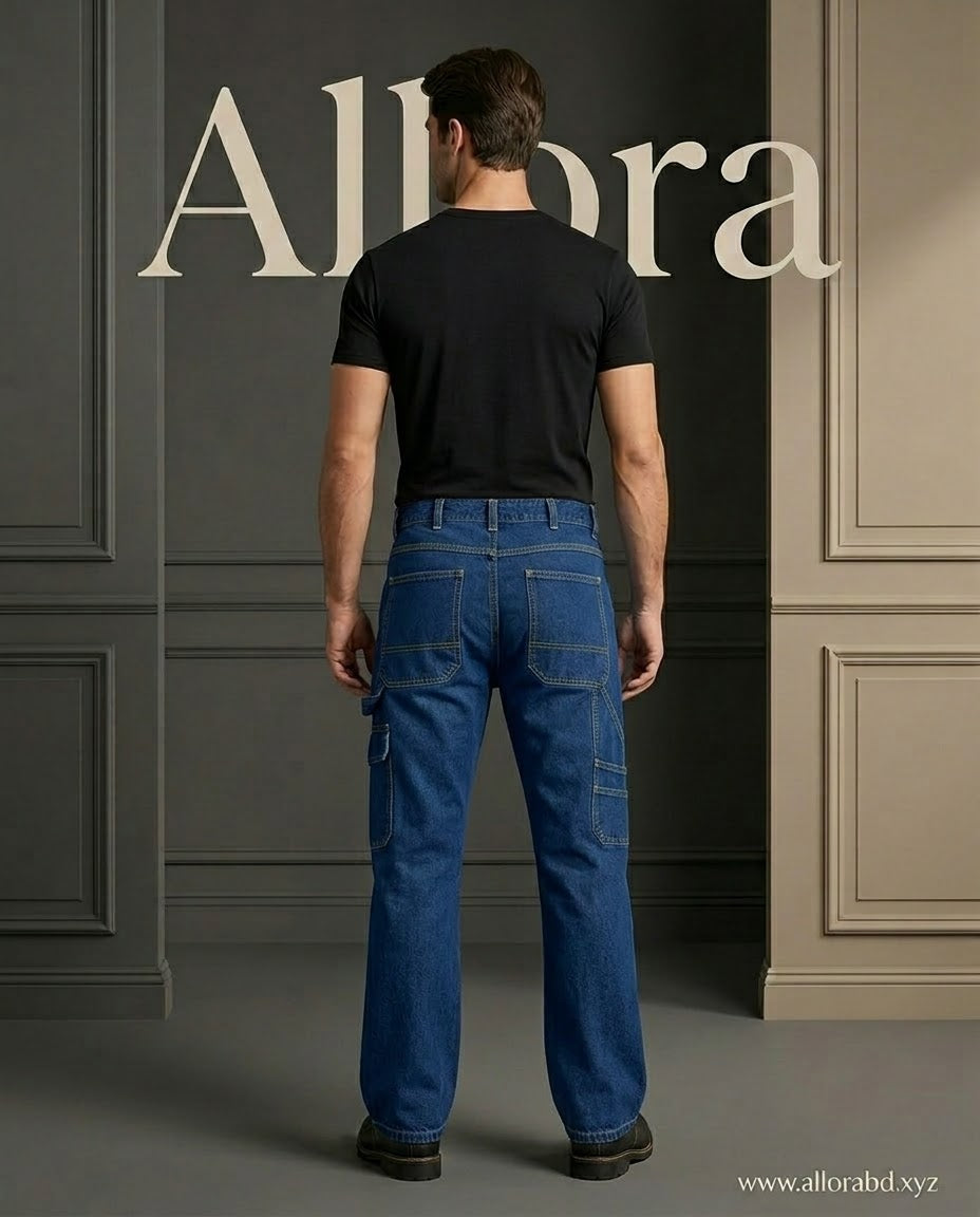 STRETCH COTTON DENIM WORK BOOTCUT JEANS — TOURAN ( AVAILABLE IN STOCK)