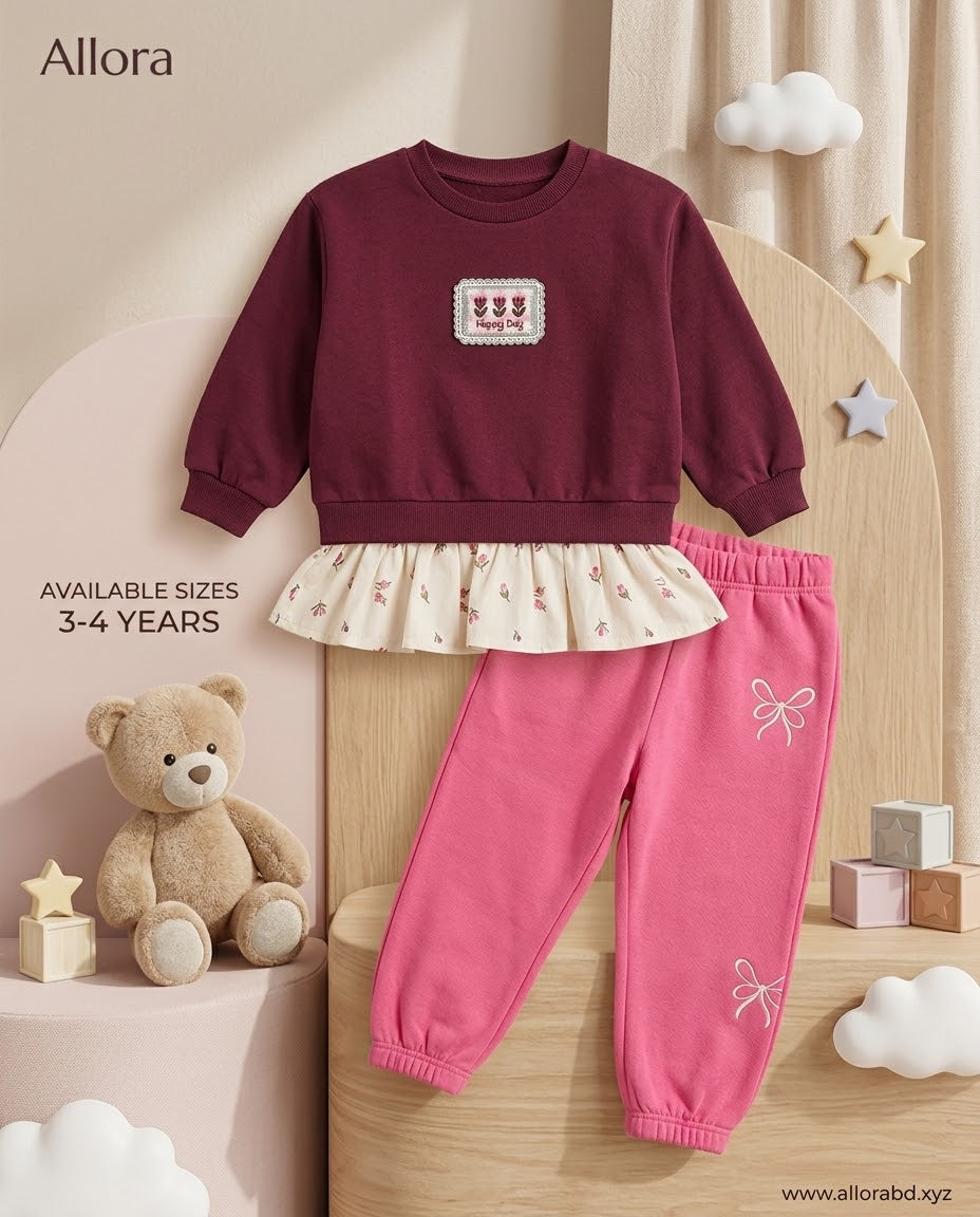 3-4Years LCW kids Printed Sweatshirt & Trouser Set for Girls Available in stock