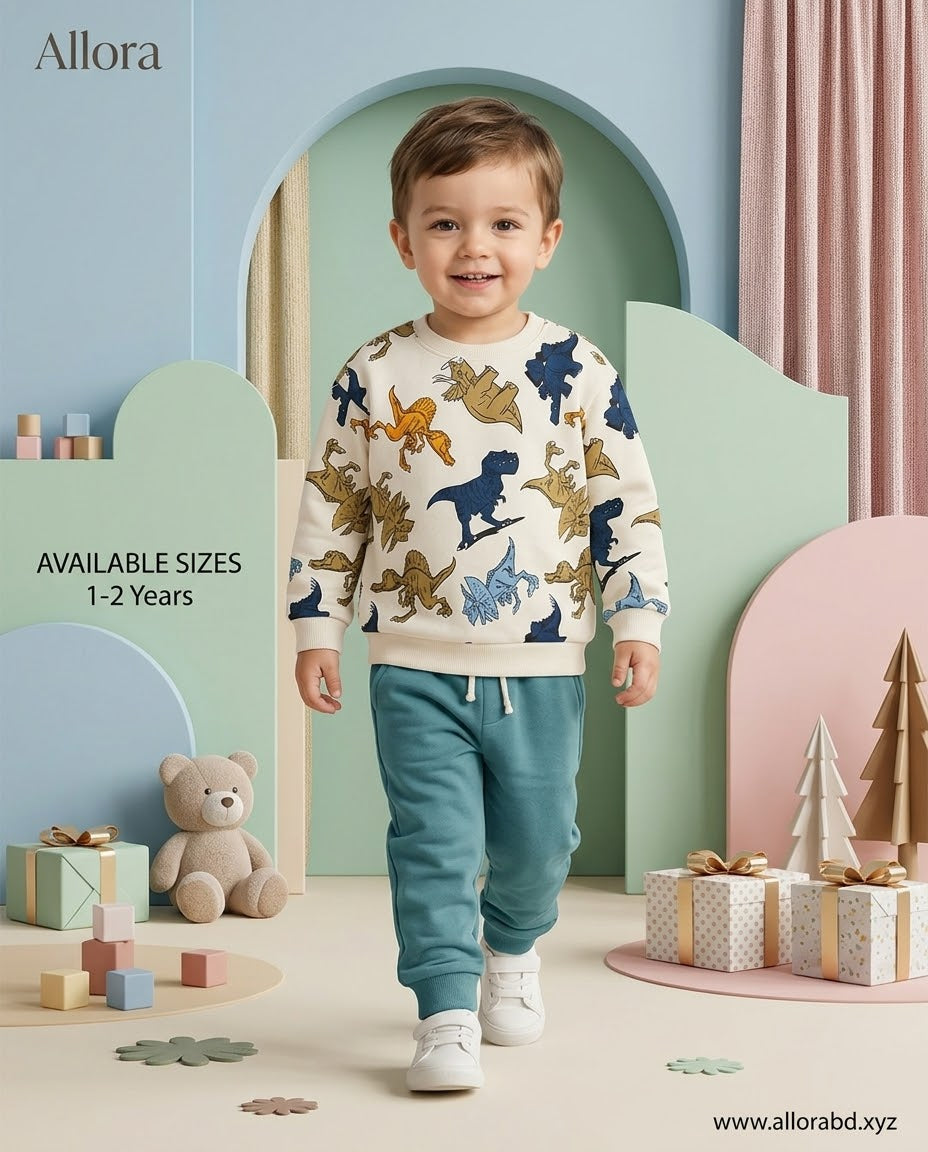 1-2 Years LCwaikiki kids Printed Sweatshirt & Trouser Set for Boys' Available in stock
