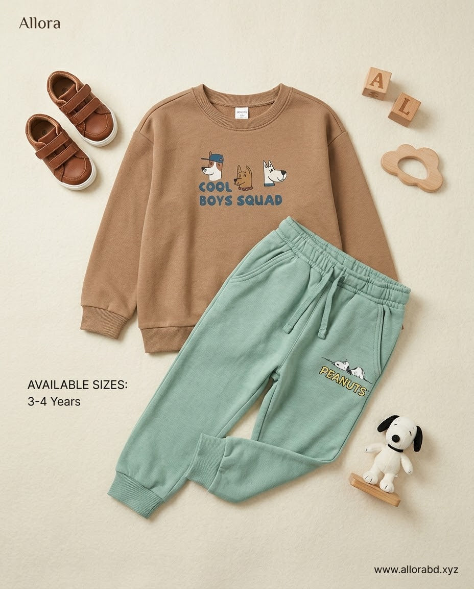 3-4 Years LCwaikiki kids Printed Sweatshirt & Trouser Set for Boys' Available in stock