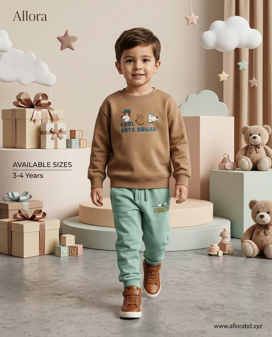 3-4 Years LCwaikiki kids Printed Sweatshirt & Trouser Set for Boys' Available in stock