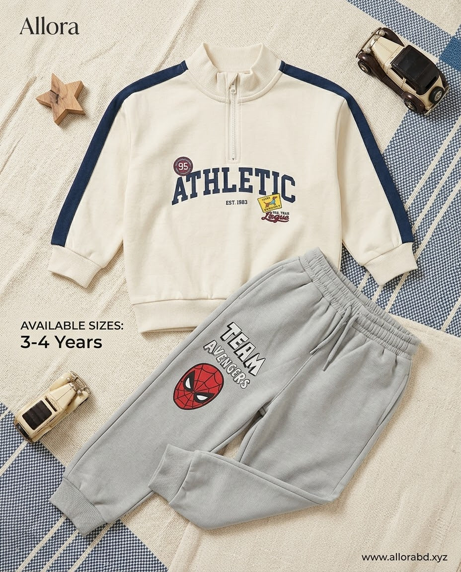 3-4 Years LCwaikiki kids Printed Sweatshirt & Trouser Set for Boys' Available in stock