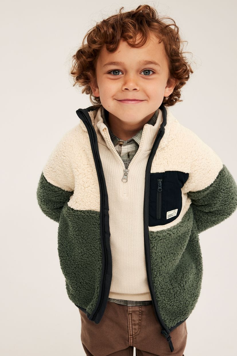 1.5-6 Years Pilé jacket with chest pocket Available in stock