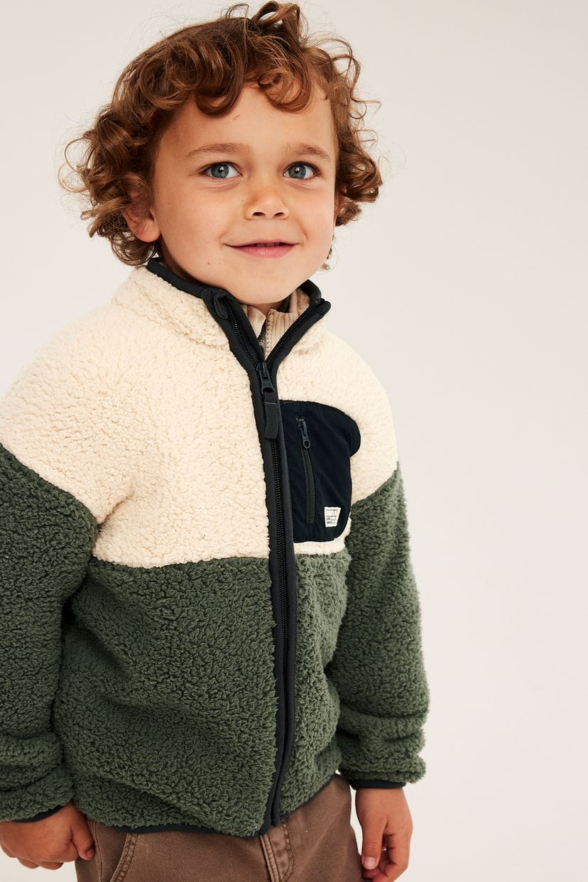 1.5-6 Years Pilé jacket with chest pocket Available in stock