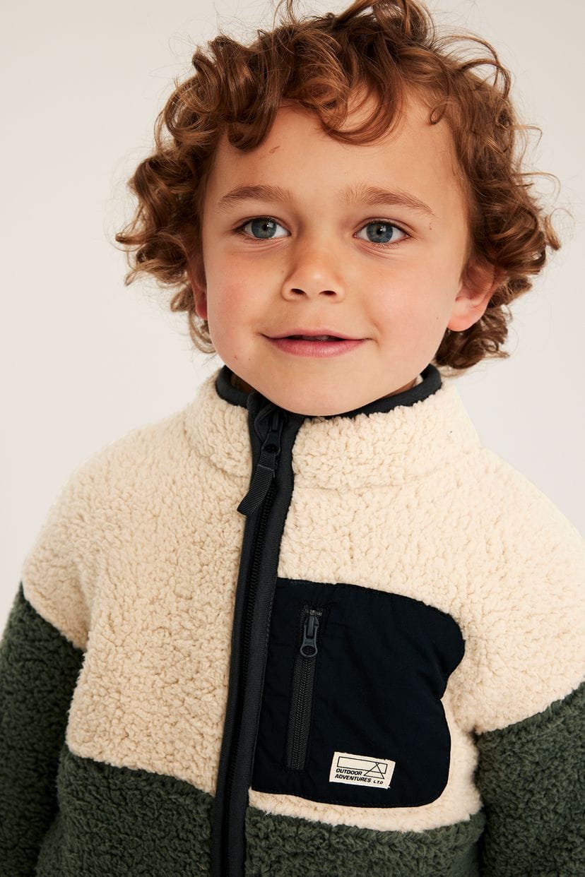 1.5-6 Years Pilé jacket with chest pocket Available in stock