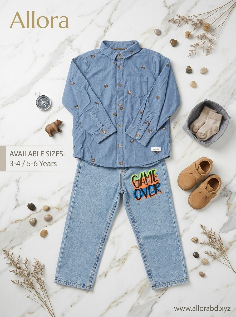 3-4/5-6 Years Imported Shirt & Pant set for boys' Available In Stock