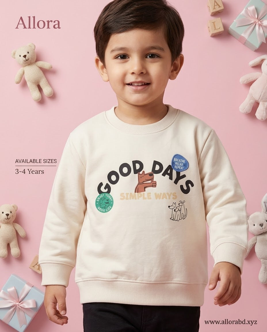 3-4 Years LCW Kids Printed Boys' Thick Sweatshirt Available in stock