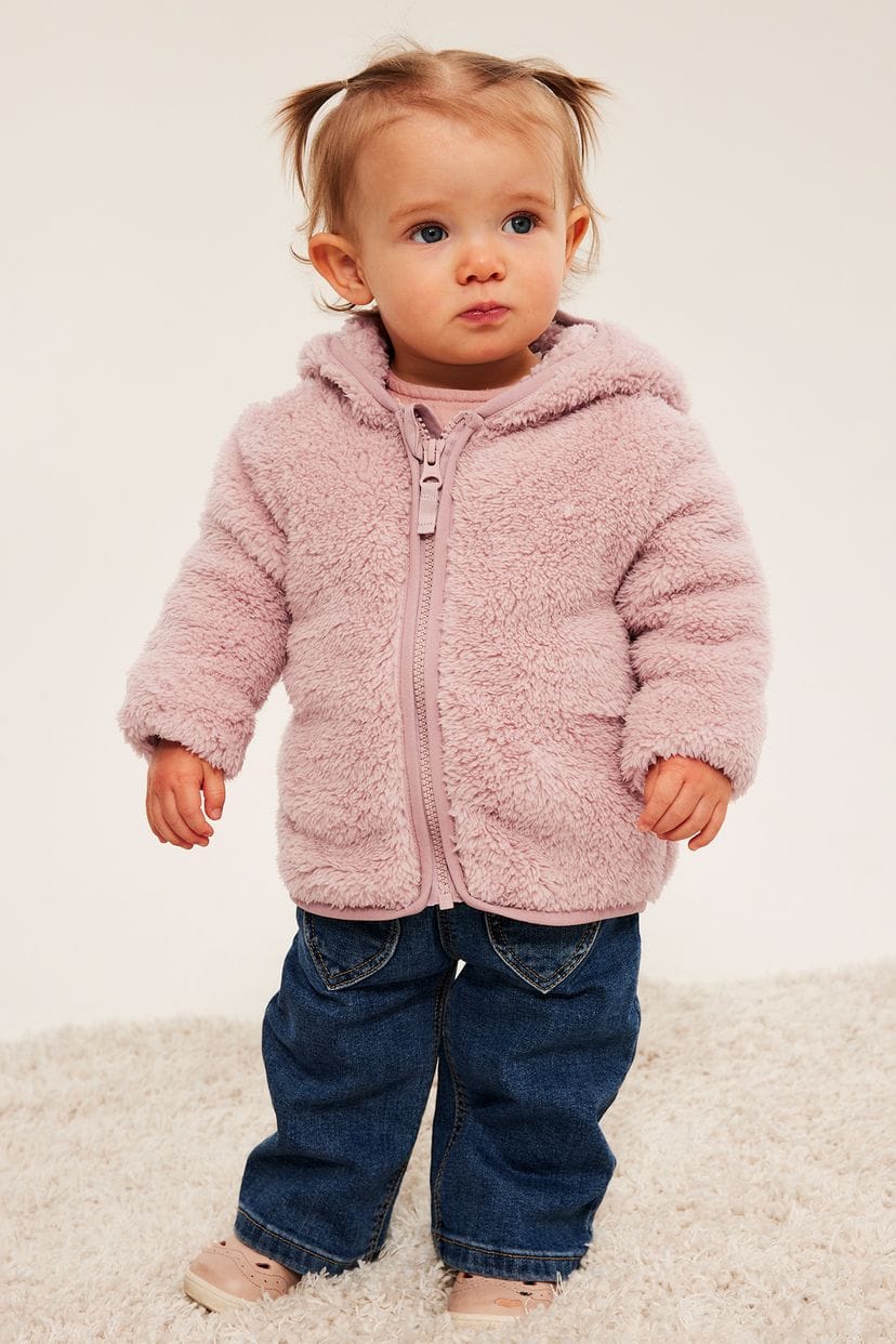 Baby Girl Borg Jacket (Newborn 0-12 months) - Pink Available